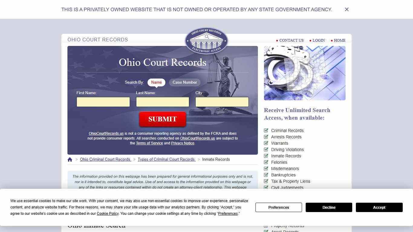 Ohio Inmate Search | OhioCourtRecords.us